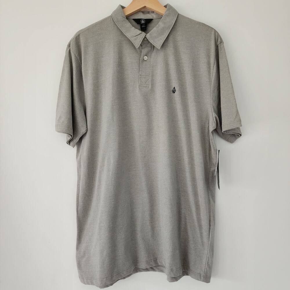 NEW Volcom gray short sleeve golf polo shirt mens size L